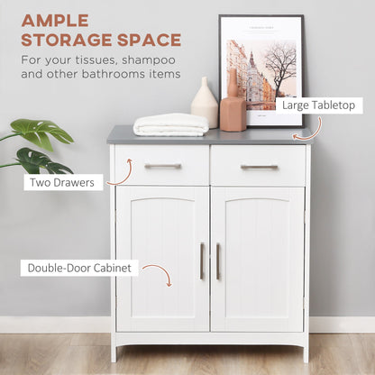 kleankin White Bathroom Cabinet: Drawers & Adjustable Shelf