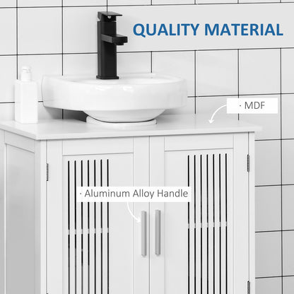 kleankin White Bathroom Under-Sink Cabinet, Adjustable Shelf