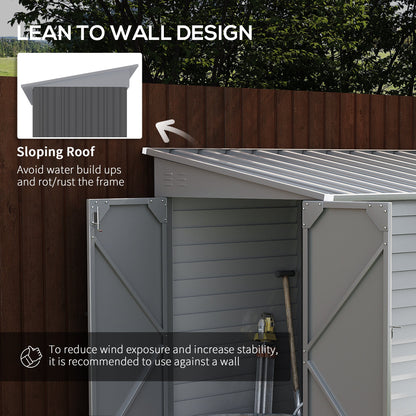 Outsunny Slim Lean-To Steel Storage Shed for Patio, Lockable
