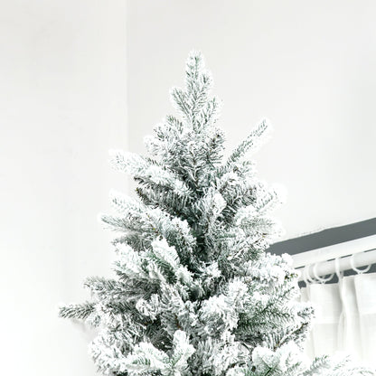 HOMCOM 9 Ft Snow-Flocked Christmas Tree, Quick Auto-Setup