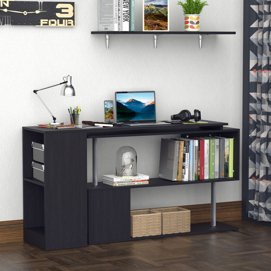 HOMCOM 55" Modern L-Shaped Home Office Desk with 360° Swivel