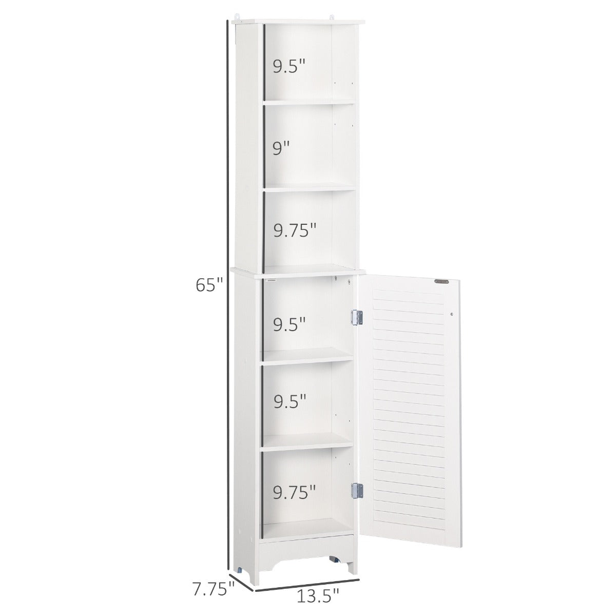 HOMCOM Modern White Bathroom Linen Tower, Adjustable Shelves