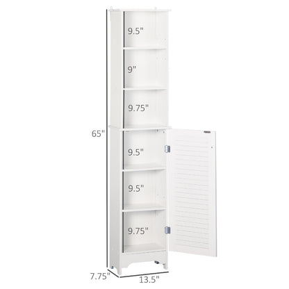 HOMCOM Modern White Bathroom Linen Tower, Adjustable Shelves