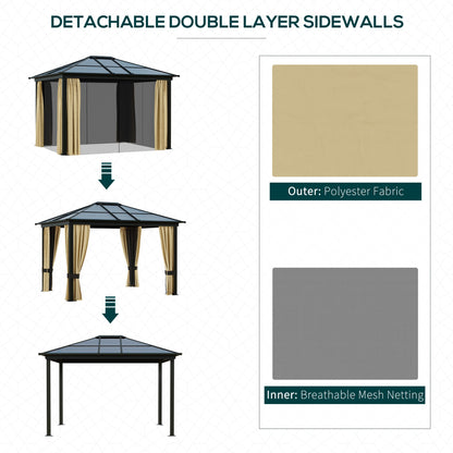 Outsunny Hardtop Gazebo for Patio with Polycarbonate Roof
