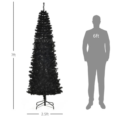 HOMCOM Slim Black Pencil Christmas Tree for Home, 7 ft