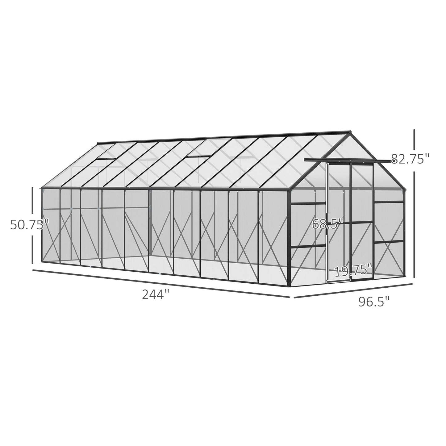 Outsunny Aluminum Walk-In Greenhouse, Backyard, Winter-Ready