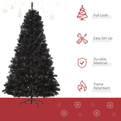 HOMCOM Black 7ft Unlit Christmas Tree with Realistic Tips