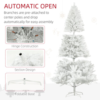 HOMCOM White 9ft Faux Christmas Tree for Holidays, Auto-Open