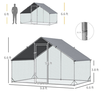PawHut Metal Walk-In Chicken Run, Backyard All-Weather Cover