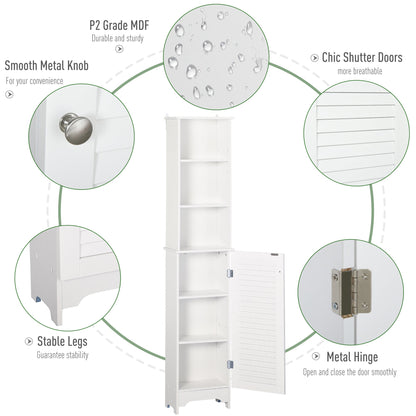 HOMCOM Modern White Bathroom Linen Tower, Adjustable Shelves