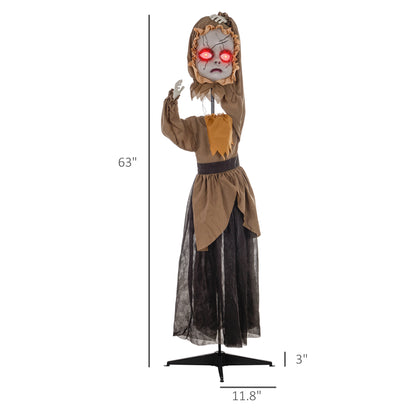 HOMCOM Outdoor Halloween Animatronic Doll, Sound & Motion