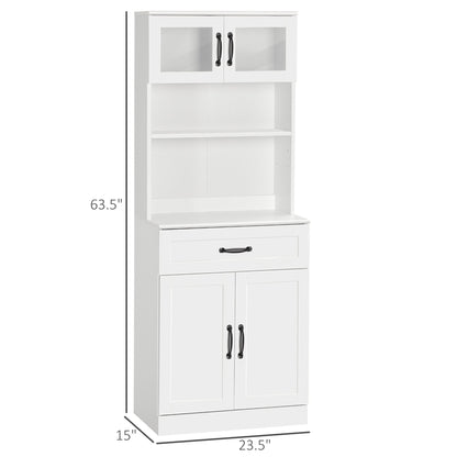 HOMCOM White Pantry Hutch for Coffee Bar, Adjustable Shelves