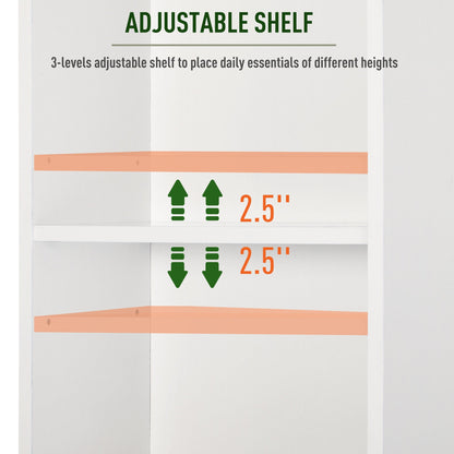 HOMCOM Modern White Bathroom Linen Tower, Adjustable Shelves