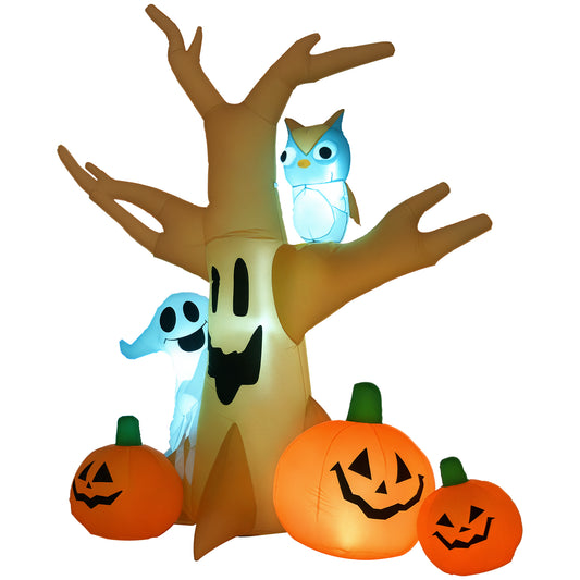 HOMCOM Haunted Yard Inflatable Tree, 7.5ft LED-Lit