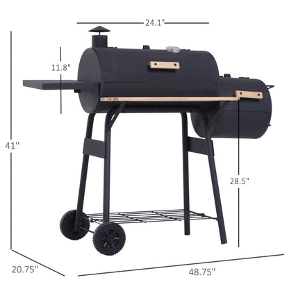 Outsunny Portable Charcoal Grill for Backyard with Wheels
