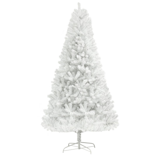 HOMCOM White 6 ft Unlit Christmas Tree 1,000 Tips, Auto-Open