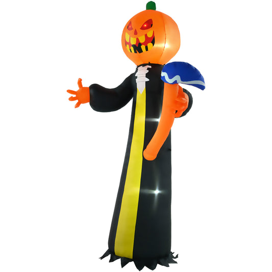 HOMCOM Spooky Inflatable Pumpkin Ghost 10ft LED Yard Display