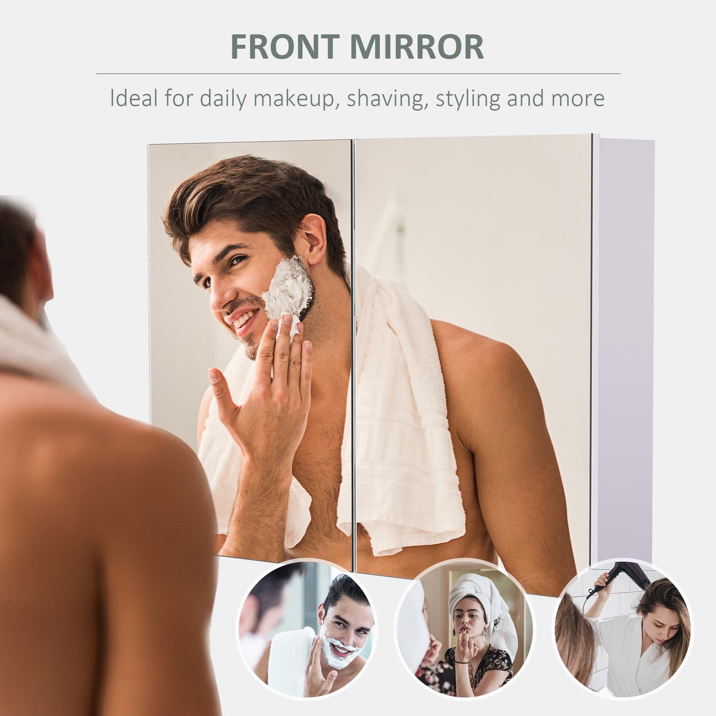 HOMCOM Sleek Mirrored Bathroom Medicine Cabinet Quiet Hinges