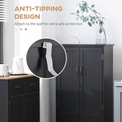 HOMCOM Black Kitchen Pantry Cabinet with Adjustable Shelves