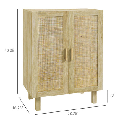 HOMCOM Boho Buffet Cabinet for Dining Room with Rattan Doors