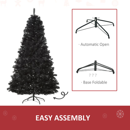 HOMCOM Black 7ft Unlit Christmas Tree with Realistic Tips