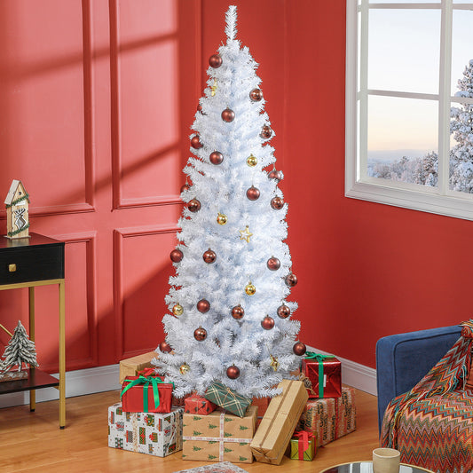 HOMCOM White Pencil Christmas Tree for Home, 6ft, 618 Tips