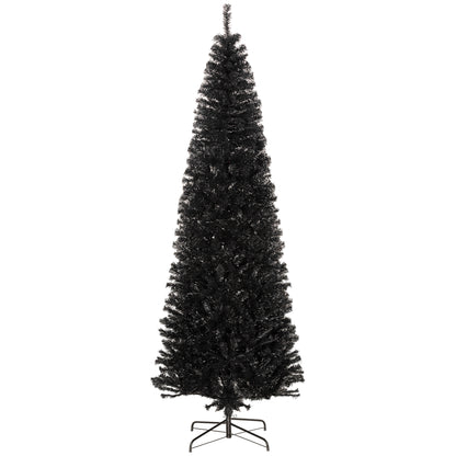 HOMCOM Black 8ft Pencil Christmas Tree for Holidays, Stand
