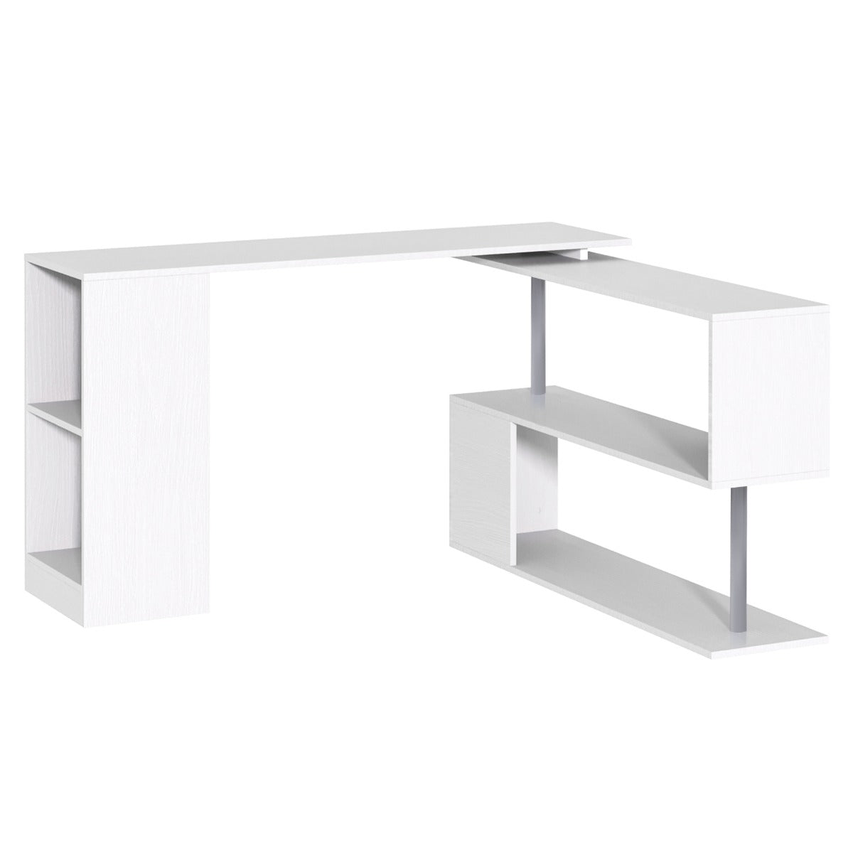 HOMCOM Modern L-Shaped Desk for Home Office, 360° Rotating