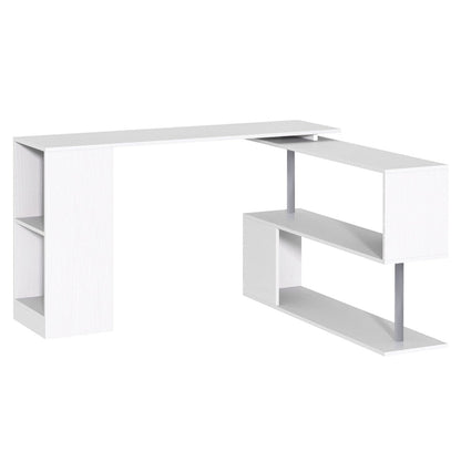 HOMCOM Modern L-Shaped Desk for Home Office, 360° Rotating