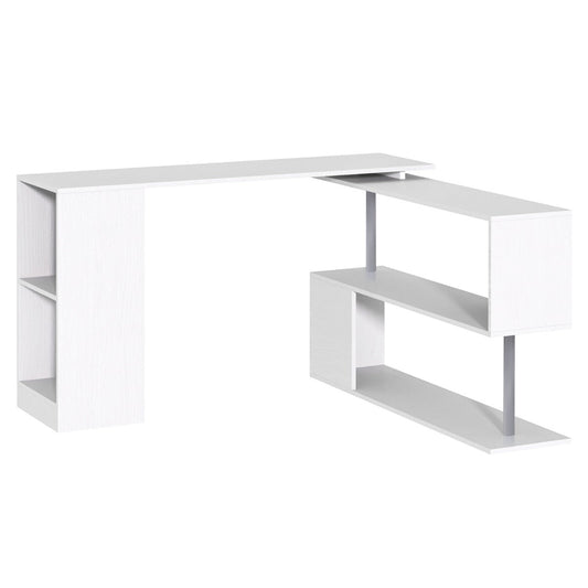 HOMCOM Modern L-Shaped Desk for Home Office, 360° Rotating