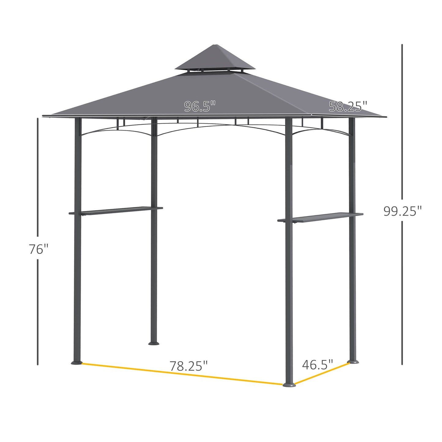 Outsunny Modern Grill Gazebo for Backyard BBQ, Side Shelves