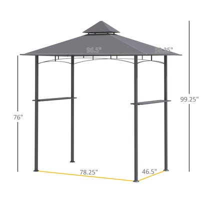 Outsunny Modern Grill Gazebo for Backyard BBQ, Side Shelves