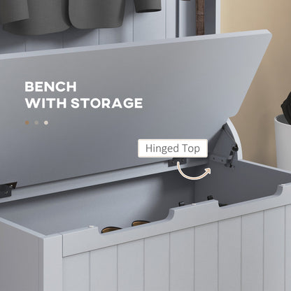 HOMCOM Modern Gray Hall Tree Bench for Entryway with Storage