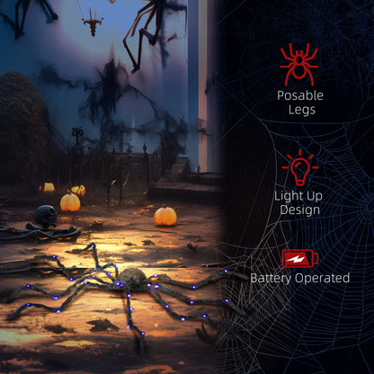 HOMCOM Oversized Halloween Spider, Outdoor LED Bendable Legs