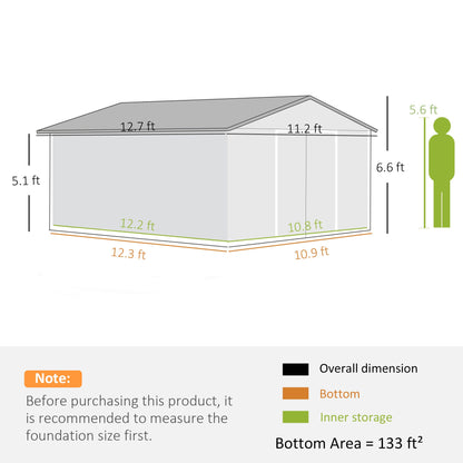 Outsunny Metal Yard Shed: Bikes & Tools, Locking Doors