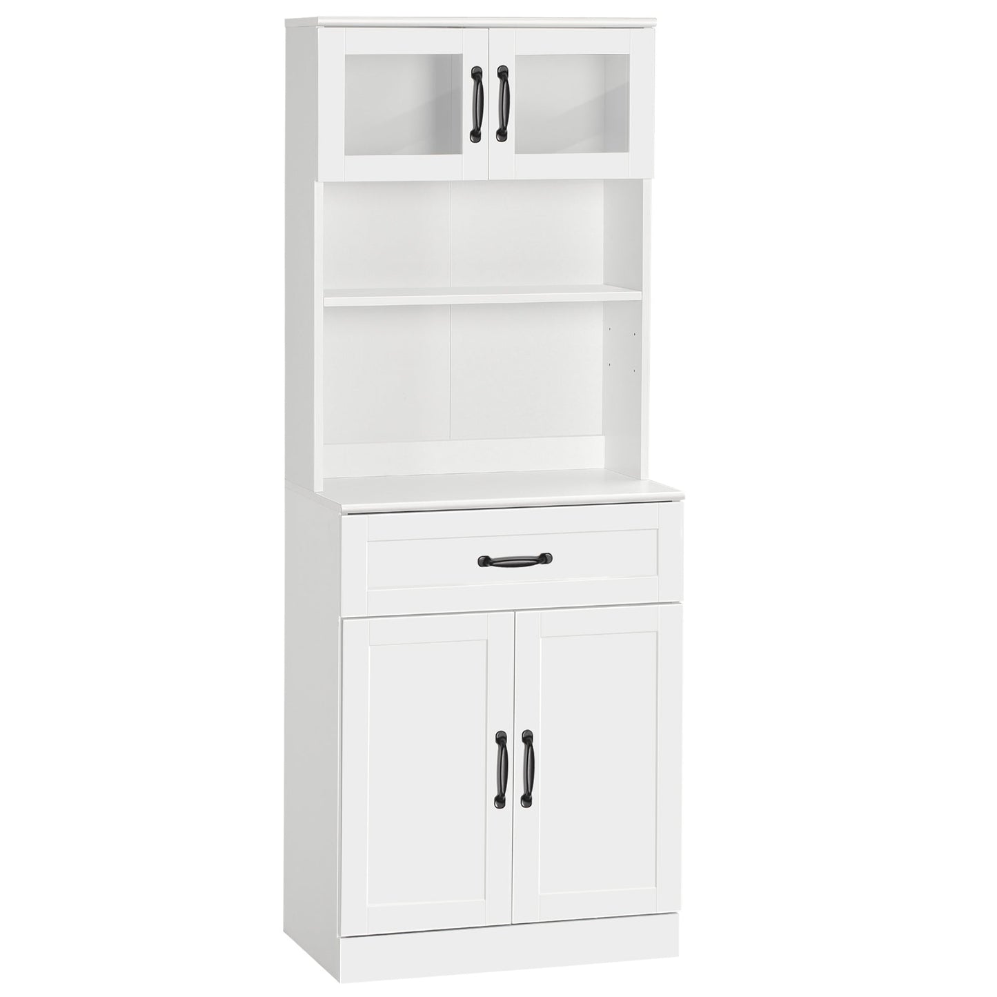 HOMCOM White Pantry Hutch for Coffee Bar, Adjustable Shelves