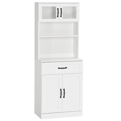 HOMCOM White Pantry Hutch for Coffee Bar, Adjustable Shelves