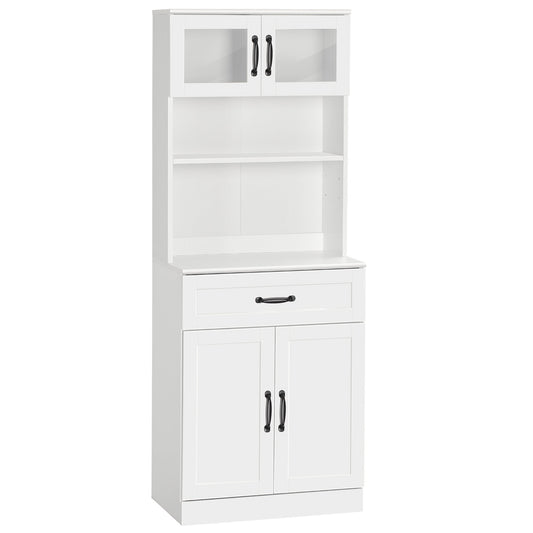 HOMCOM White Pantry Hutch for Coffee Bar, Adjustable Shelves