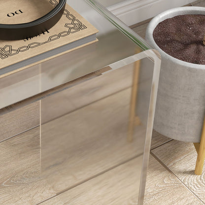 HOMCOM Clear Acrylic End Table, Small-Space Storage