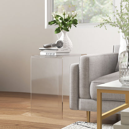 HOMCOM Clear Acrylic End Table, Small-Space Storage