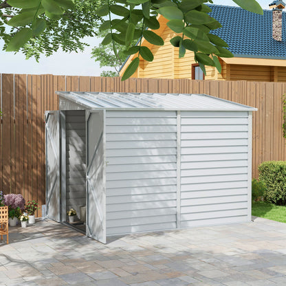 Outsunny White Metal Garden Shed, Lockable Yard Storage