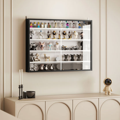 HOMCOM Modern Wall Cabinet for Collectibles, Glass Doors