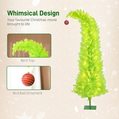HOMCOM 6 Ft Pre-Lit Pencil Christmas Tree, 230 LEDs, Small Spaces