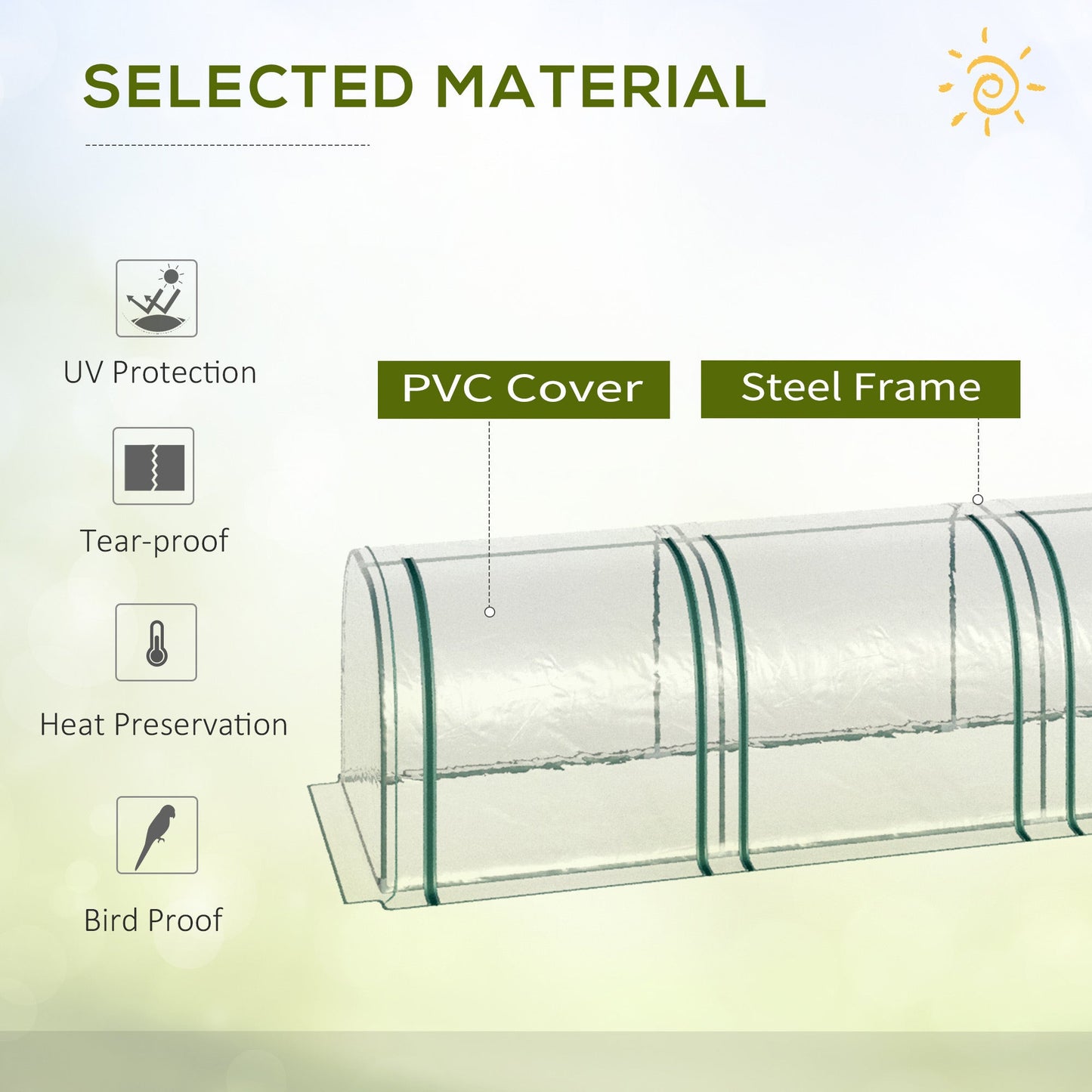 Outsunny Tunnel Greenhouse for Garden Beds, UV-Resistant PVC