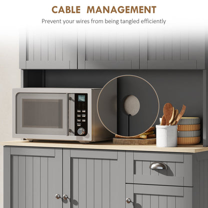 Modern Farmhouse Buffet Hutch by HOMCOM with Microwave Shelf