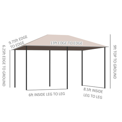 Outsunny Khaki 10x13 Patio Gazebo with Removable Walls