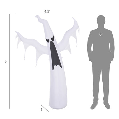 HOMCOM 6-Ft LED-Lit Halloween Ghost Inflatable for Yard