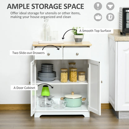 HOMCOM Modern Sideboard for Kitchen & Hallway Solid Wood Top