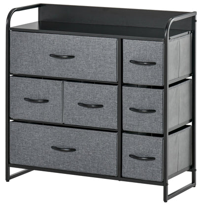 HOMCOM Industrial 7-Drawer Bedroom Dresser, Steel Frame