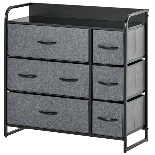 HOMCOM Industrial 7-Drawer Bedroom Dresser, Steel Frame